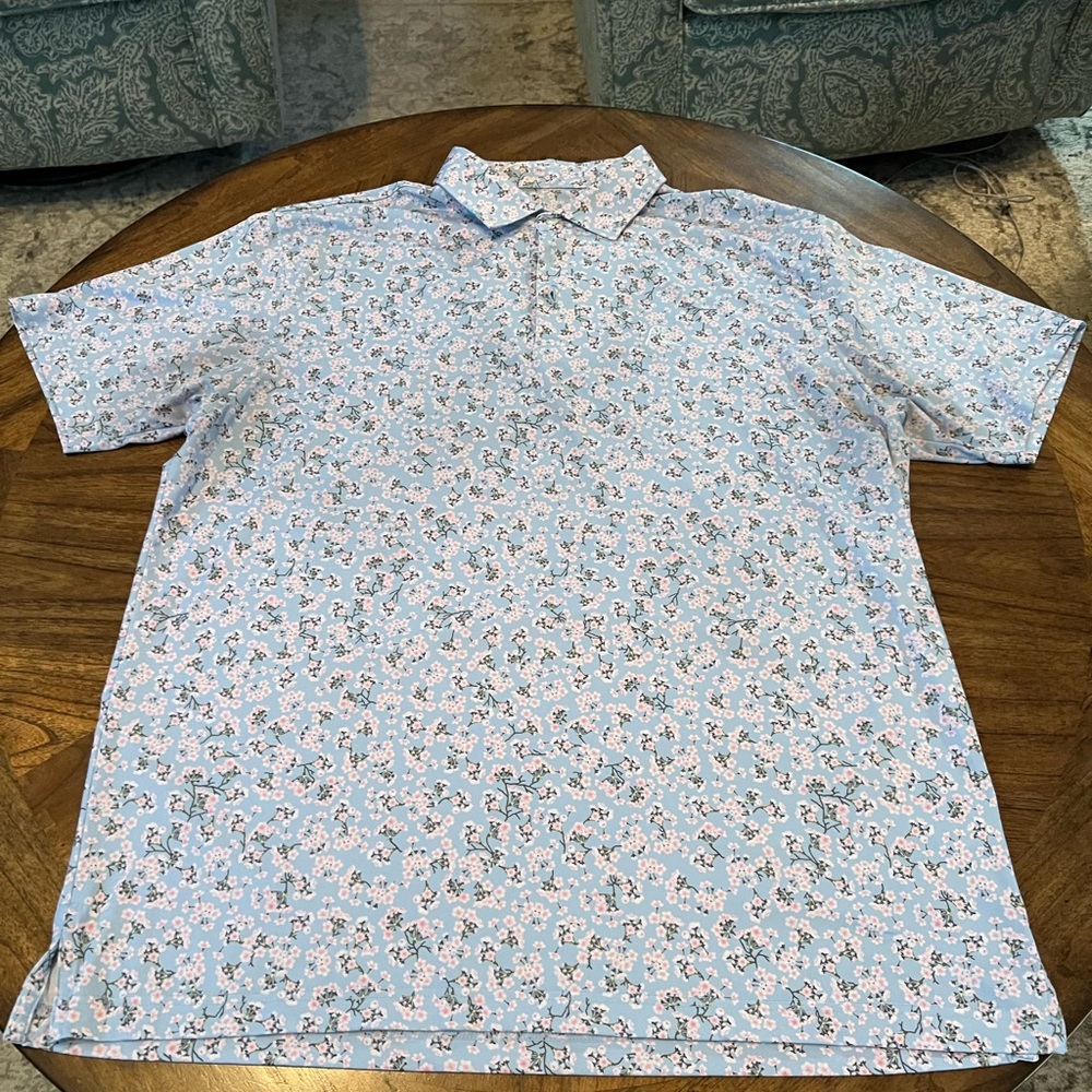 Rhoback Light Blue Floral Polo Shirt